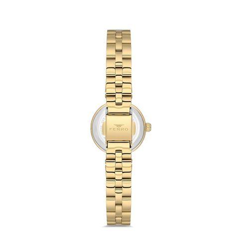 Ferro FL21612AWT-B6 Quartz Çelik Altın Rengi Yeşil Kadran 21 mm Kadın Kol Saati