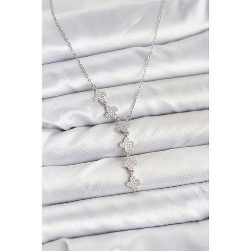 316L Çelik Zincir Gümüş Renk Yonca Model Kadın Kolye