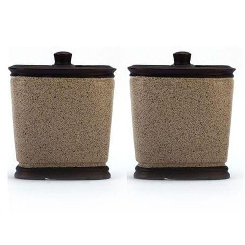 2 Adet Kalemlik Bronz Kumlu Poliresin Ofis Gereci  10X12X5Cm