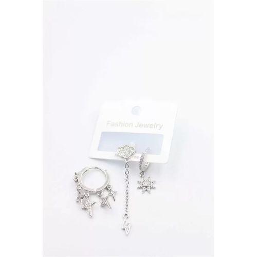 3'lü Bulut Küpe - Gümüş