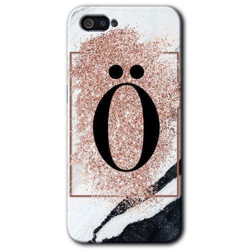 Realme C2 Kılıf HD Desen Baskılı Arka Kapak - Pembe Mermer Desenli Ö Harfi + Kırılmaz Cam