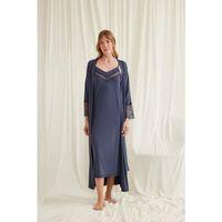 Dekolteli Yakası Ve Kolu Dantelli Sabahlık Takımı