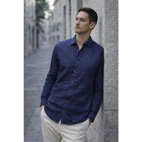 Proust Çizgili İnce Modal Kumaş Uzun Kollu Yazlık Erkek Gömlek - Lacivert