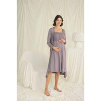 Dantelli Önü Düğmeli Hamile Lohusa Sabahlık Takımı