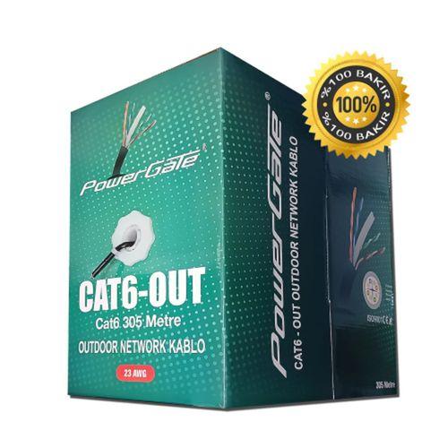 POWERGATE CAT6-OUT-COPPER, Outdoor (Dış Mekan), Polietilen, 23AWG 0.57mm, UTP, CAT6, %100 Bakır Kablo, 305m, Siyah