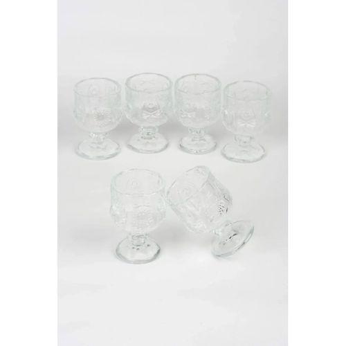 Ayaklı Kahve Yanı Bardağı Kristal Kesim Shot Bardak 7cm x 4 cm 6 Lı Set