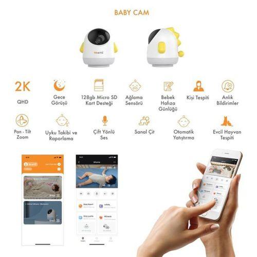 Whome Yapay Zeka Destekli 2k Ptz Gece Görüşlü Sarı Wifi Bebek Güvenlik Kamerası