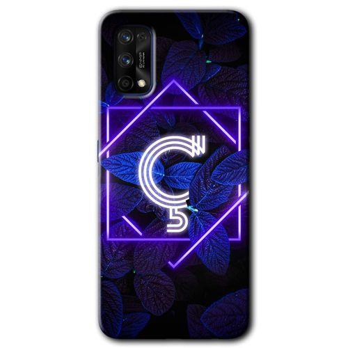 MRCİLETİSİM Realme 7 Pro Kılıf Baskılı Kapak - Dark Neon Yaprak Ç Harfi + 5D Tam Kaplayan Cam