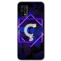 MRCİLETİSİM Realme 7 Pro Kılıf Baskılı Kapak - Dark Neon Yaprak Ç Harfi + 5D Tam Kaplayan Cam