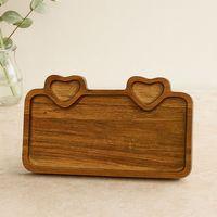 Akasya Ahşap Servis Tepsisi 25x14 cm (Kulplu, Kalp Bölmeli)