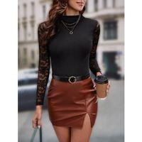 Kadın Uzun Kollu Yarı Balıkçı Yaka Tüllü Kaşkorse Bluz