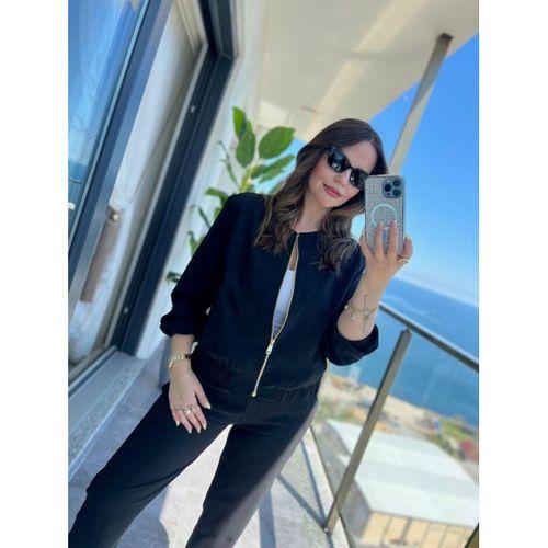 Kadın Uzun Kollu önden Fermuarlı Modal Ceket Ve Pantolon Ikili Takım