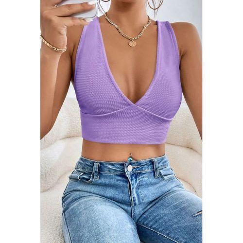 Kadın Lila Modern Fit Çapraz Sırt Detaylı Şık Crop Top Büstiyer
