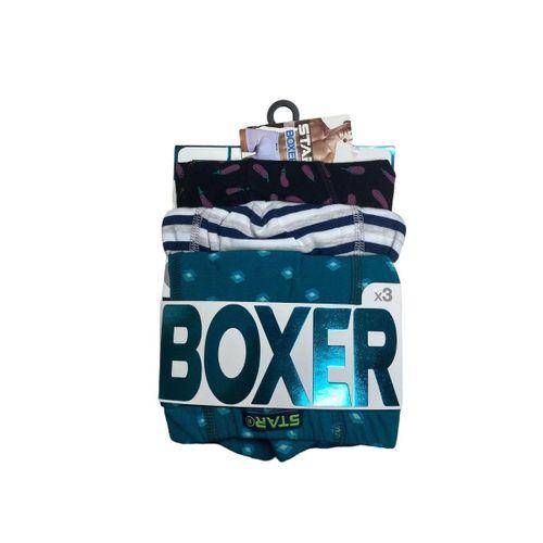 Star 106 Desenli Pamuklu Kemer Likralı 3'lü Boxer