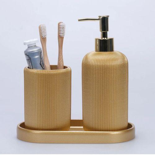 By Selim Lydia Altın 5 Parça Polyester Banyo Seti