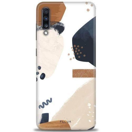 Samsung Galaxy A70 Kılıf HD Baskılı Kılıf - Bej + Tam Ekran Koruyucu