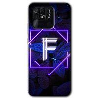 Redmi 10C Kılıf HD Desen Baskılı Arka Kapak - Dark Neon Yaprak F Harfi + Kırılmaz Cam