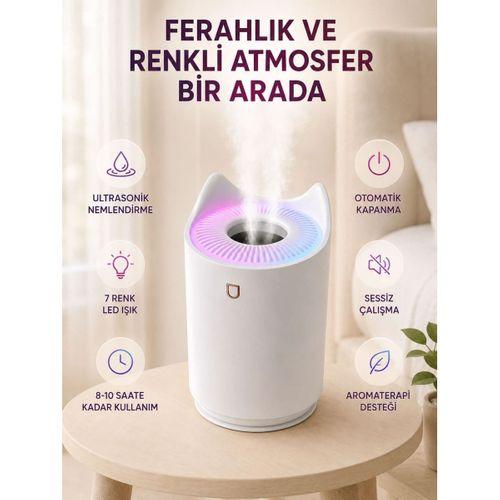 Aroma Difüzör Hava Nemlendirici Sessiz Çalışma Led Gece Lambası