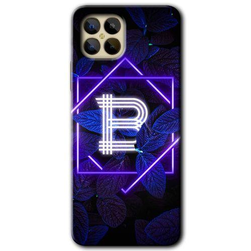 Omix X600 Kılıf HD Desen Baskılı Arka Kapak - Dark Neon Yaprak B Harfi