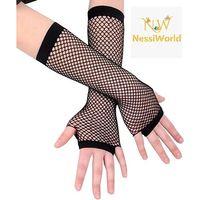 Siyah Renk Uzun File Eldiven - Örgü Eldiven Siyah Renk