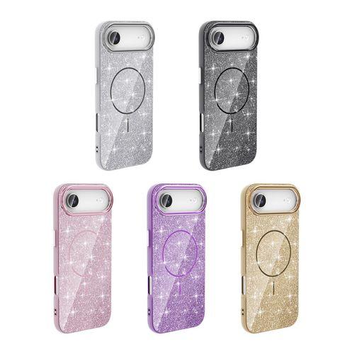 Apple iPhone 17 Air Kılıf M-safe Şarj Özellikli Parlayan Simli Zore Okso Kapak