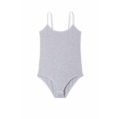 İp Askılı Kadın Çıtçıtlı Body Gri