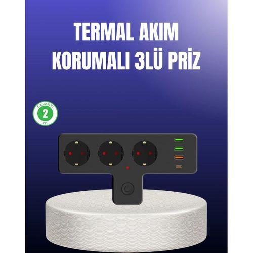 Usb Ve Type-c Portlu Anahtarlı Çoklu Priz Güç Ünitesi