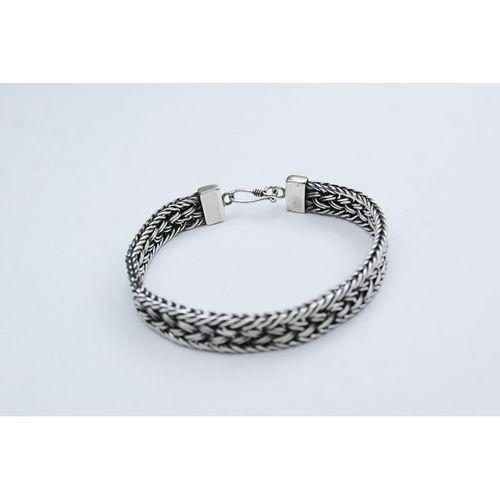 El Örmesi Papağan Kilitli Gümüş Erkek Bileklik