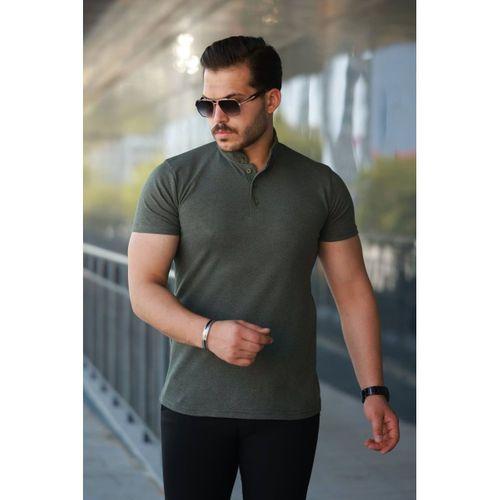 Erkek Hakim Yaka Dokuma Pamuklu Kumaş Kısa Kollu Tişört