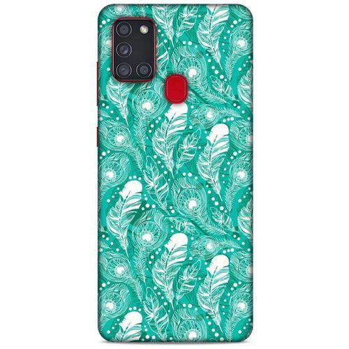 Samsung Galaxy A21s Kılıf Desenli Özel Seri Tüyler (45) Liquid Air Kılıf