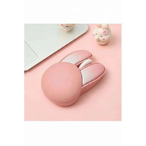 Tavşan Figürlü Kablosuz Mouse Pil Dahil Etiket Hediyeli Pembe