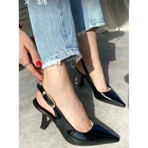 Hies Siyah Rugan Topuklu Ayakkabı