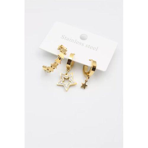 3'lü Yıldız Küpe - Altın