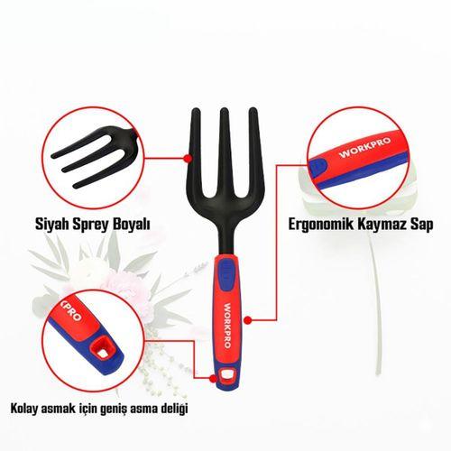 WORKPRO WP331027 290x82mm Çelik Profesyonel Mini Bahçe Çatalı