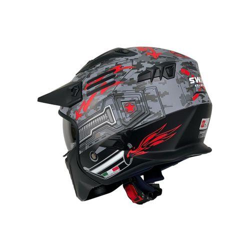 Kask Fullface Tokyo X2 Trooper Sway Gri-Kırmızı XL