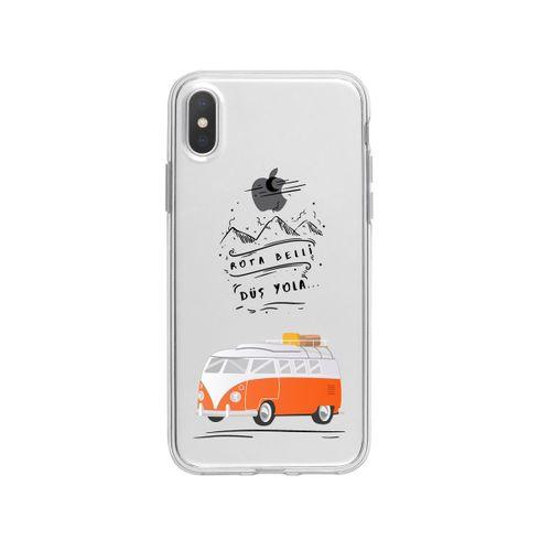 iPhone Xs Rota Belli Desenli Premium Şeffaf Silikon Kılıf