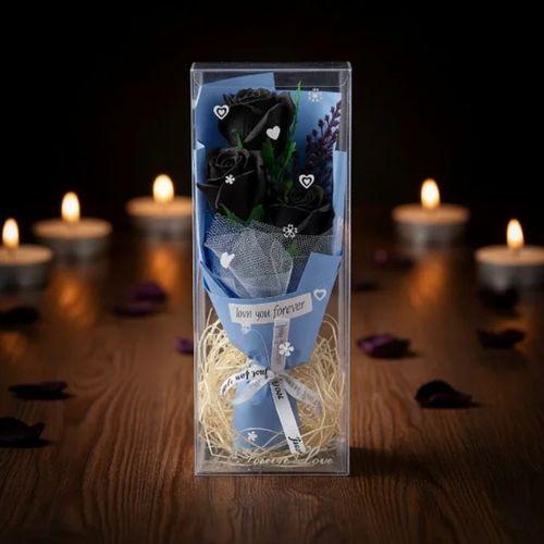 Şeffaf Kutulu Üç Gül Buketi