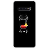 MRCİLETİSİM MRCİLETİSİM Samsung Galaxy S10 Kılıf HD Desen Baskılı Arka Kapak + Temperli Cam - Coffee Battery