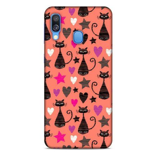 Lopard Samsung Galaxy A40 Uyumlu Kılıf Kediler (10) Full Koruma Kılıfı Kalpli Kedi