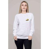 Sarı Vosvos Tosbağa Göğüs Baskılı Beyaz Kadın Sweatshirt