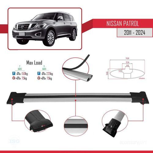 Nissan Patrol Y62 2011 ve Sonrası ile Uyumlu FLY Model Ara Atkı Tavan Barı GRİ