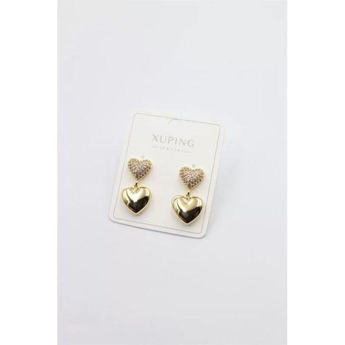 Taşlı Kalp Küpe - Altın