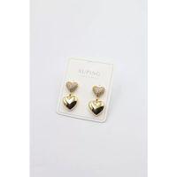 Taşlı Kalp Küpe - Altın