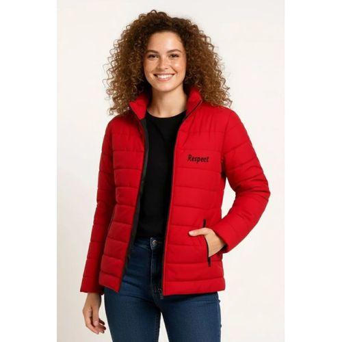 Mikro Su İtici Kapitone Baskılı Astarlı Fermuarlı Bomber Mont - Kırmızı