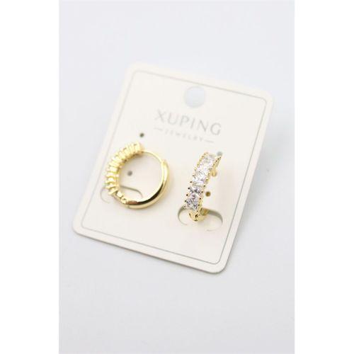 Taşlı Halka Küpe - Altın