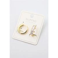 Taşlı Halka Küpe - Altın