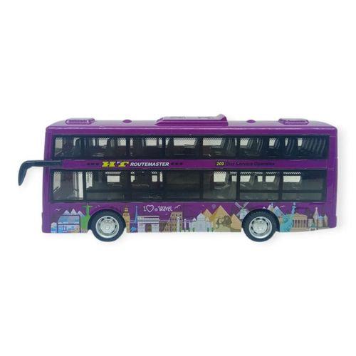 Sesli Işıklı Çift Katlı Otobüs 20 cm - Mor