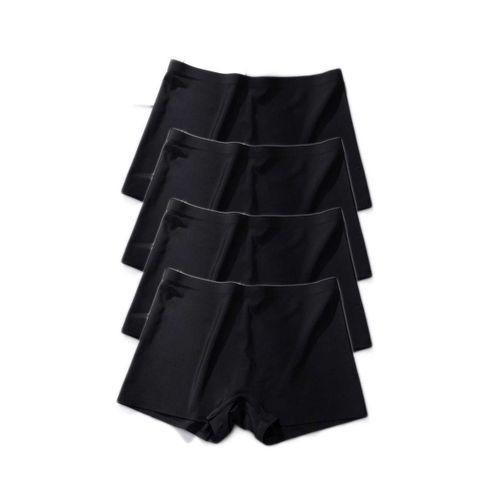 4 Adet Kadın Dikişsiz Görünmez İz Yapmaz Mini Şort Boxer Siyah