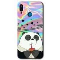 MRCİLETİSİM Huawei P20 Lite Kılıf Baskılı Kapak - Milkshake Panda + 5D Tam Kaplayan Cam