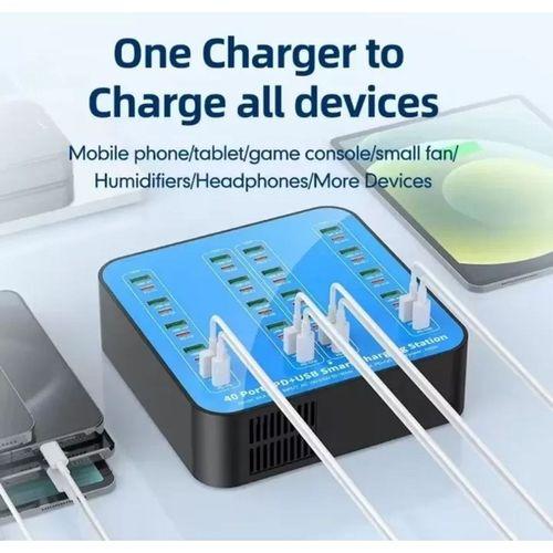 40 Portlu 400w Hızlı Şarj İstasyonu 20x Usb + 20x Type-c Pd Çıkışlı Şarj Cihazı
